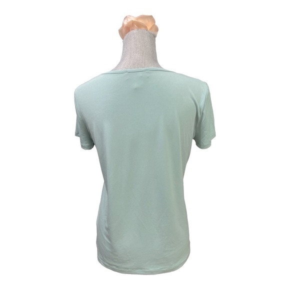 Karl Lagerfeld Womens (X-Small) Soft Aqua Lace Detail Short Sleeve Blouse - Picture 3 of 8